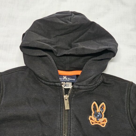 Psycho Bunny Full Zip Kangaroo Pocket Hoodie Size XXS 4 Black - Picture 2 of 12